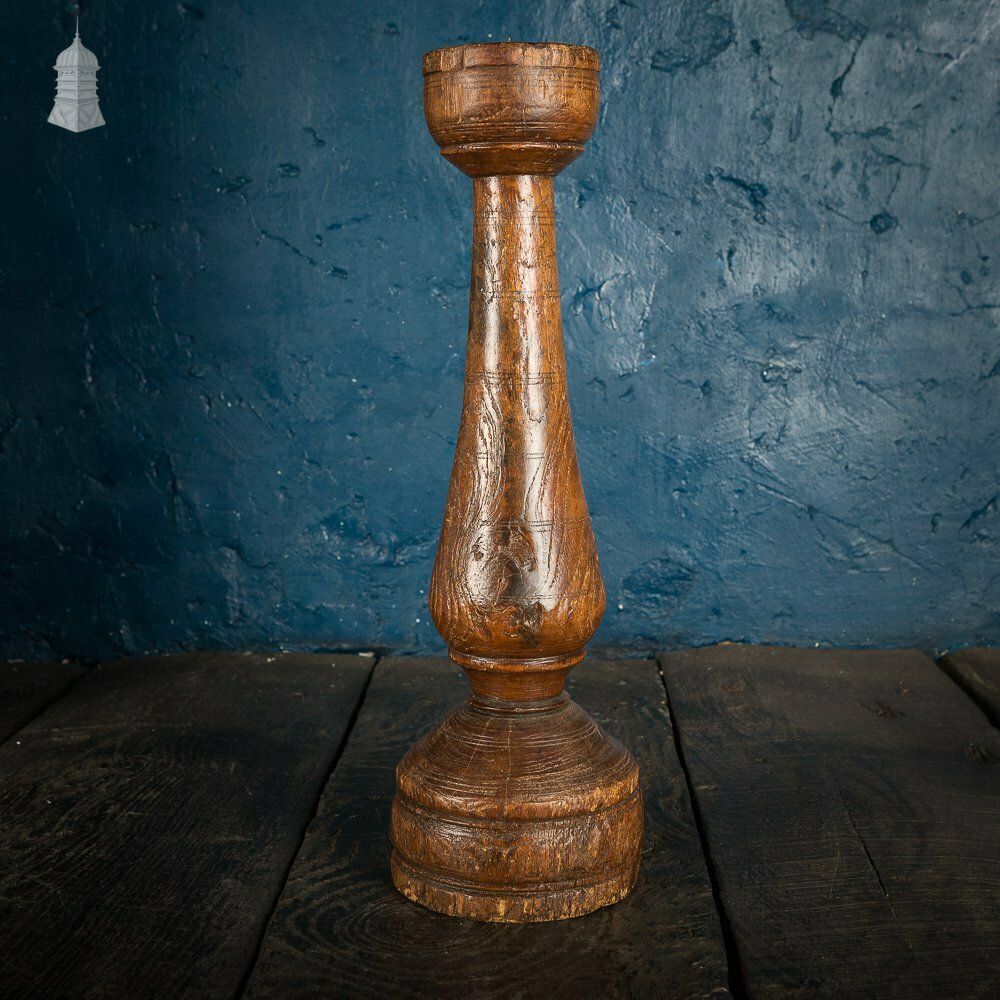 photo furniture 17th C Turned Wooden Candle Stick