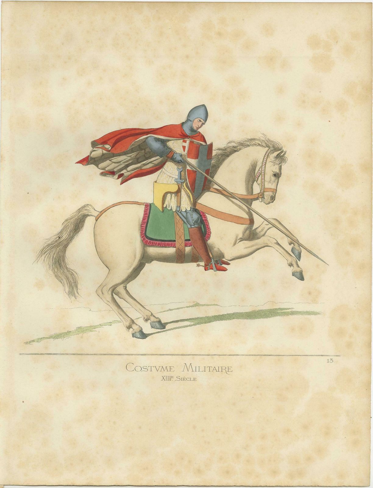 Antique Print Of A Military Costume By Bonnard, 1860 photo Art