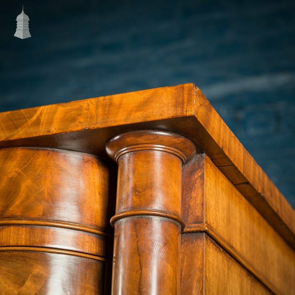 3540.0 Impressive 19th C Bow Fronted Flanked Column Mahogany Chest Of Drawers photo