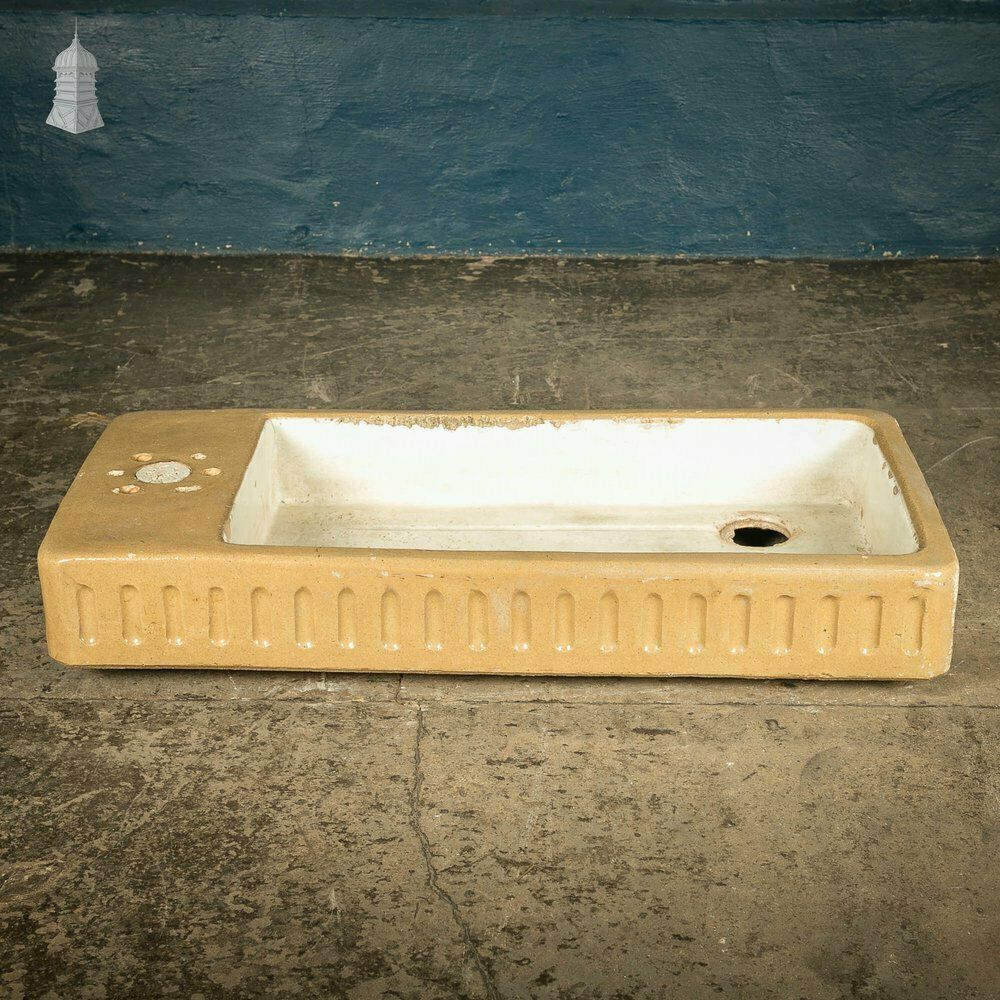 Trough Sink, Fluted Cane And White Worn Glaze, 19th C photo furniture