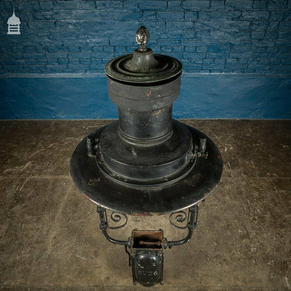 photo buy 19th C Black Painted Copper Top Lampost Light Fitting