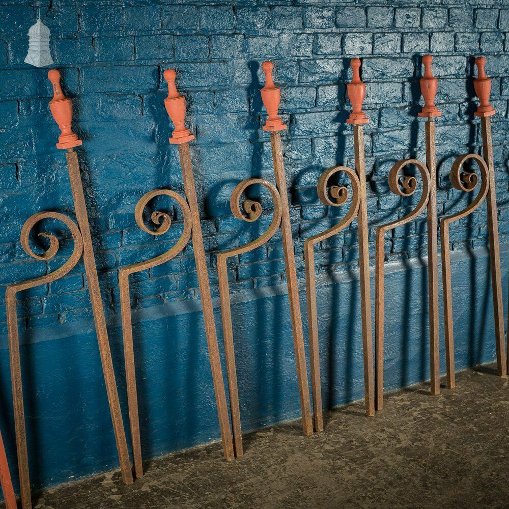 Batch Of 11 Wrought Iron Railing Support Elements photo Home Decor