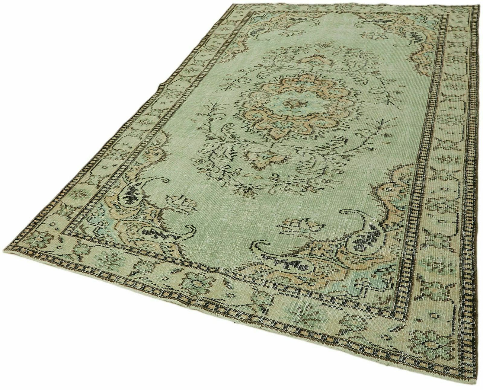Handmade Green Turkish Vintage Area Rug  171 Cm X 280 Cm photo for sale
