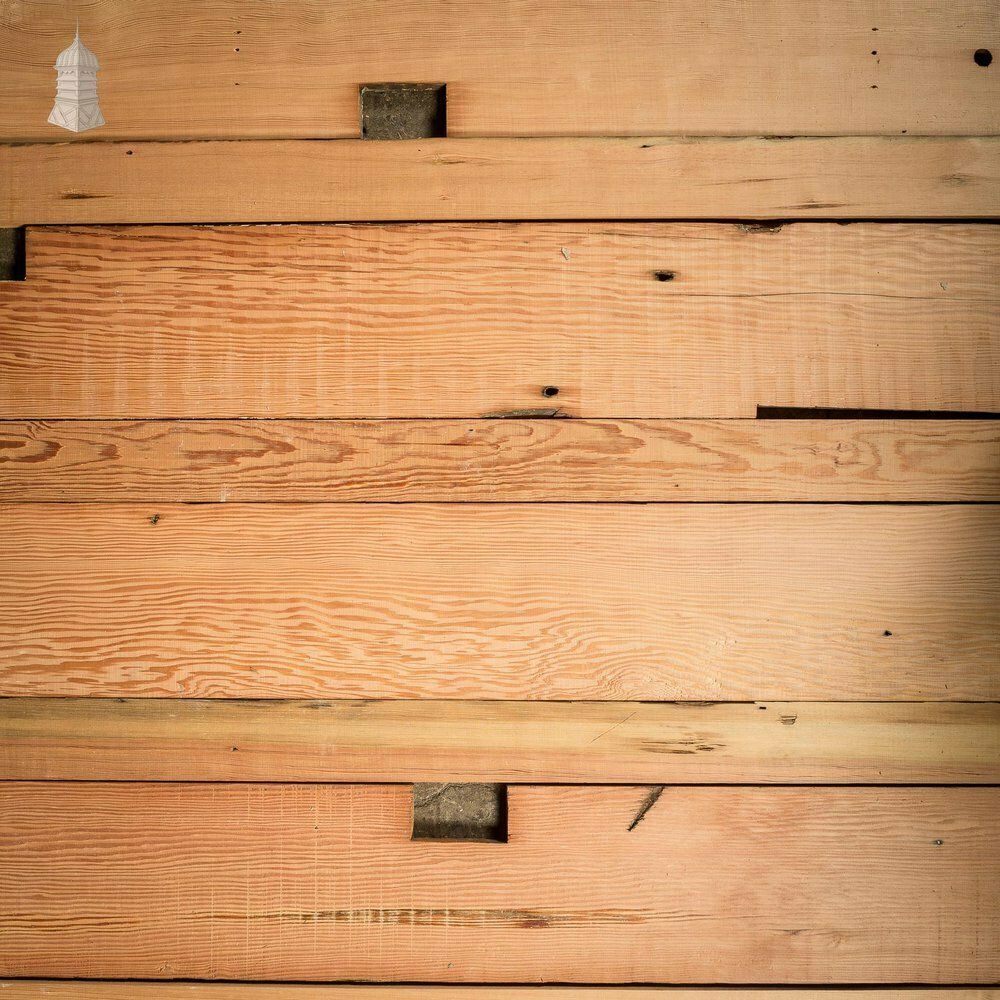 photo buy Batch Of 13.5 Square Metres Of Mixed Width Planed Pitch Pine Wall Cladding Floorboards