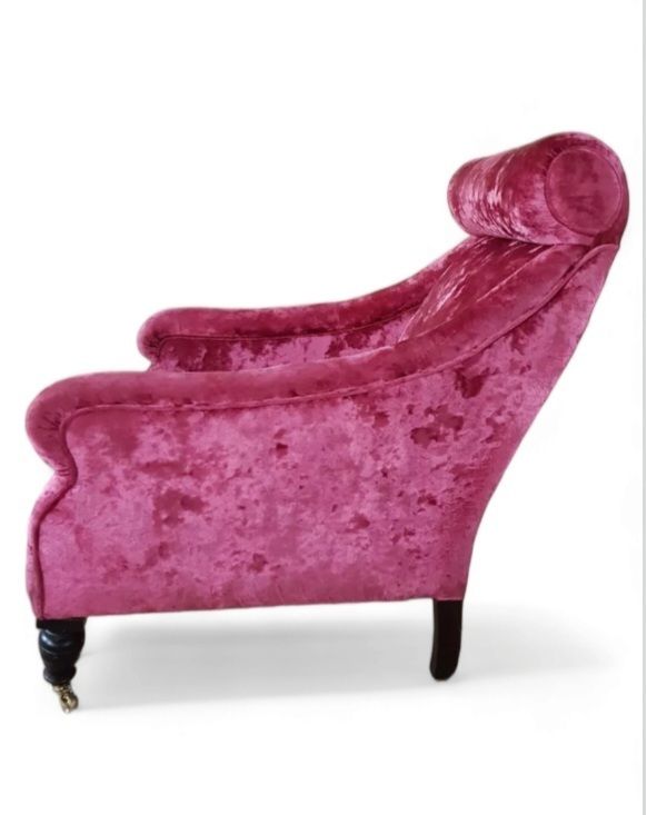 A Stunning Late 19th Century Armchair Reupholstered In Velvet Cloth