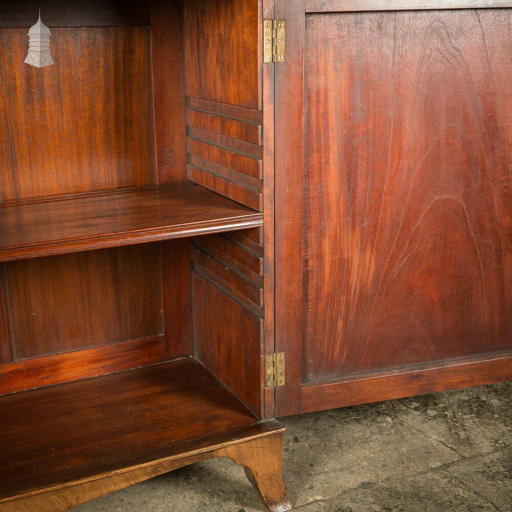 Circa 1890 Small Scale Glazed Bookcase By Bartholomew & Fletcher With Diamond Banded Glass & Reeded Detail photo for sale