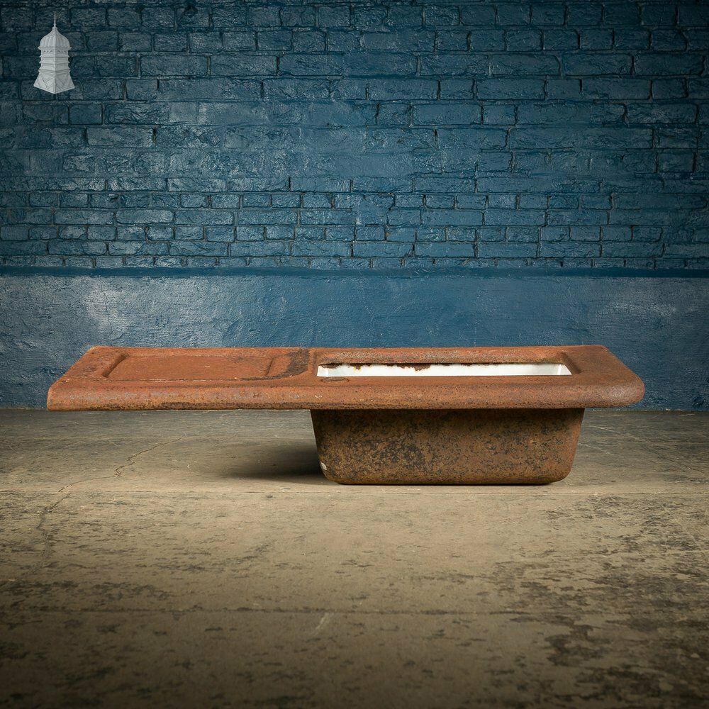 19th C Cast Iron Trough Sink And Drainer photo furniture