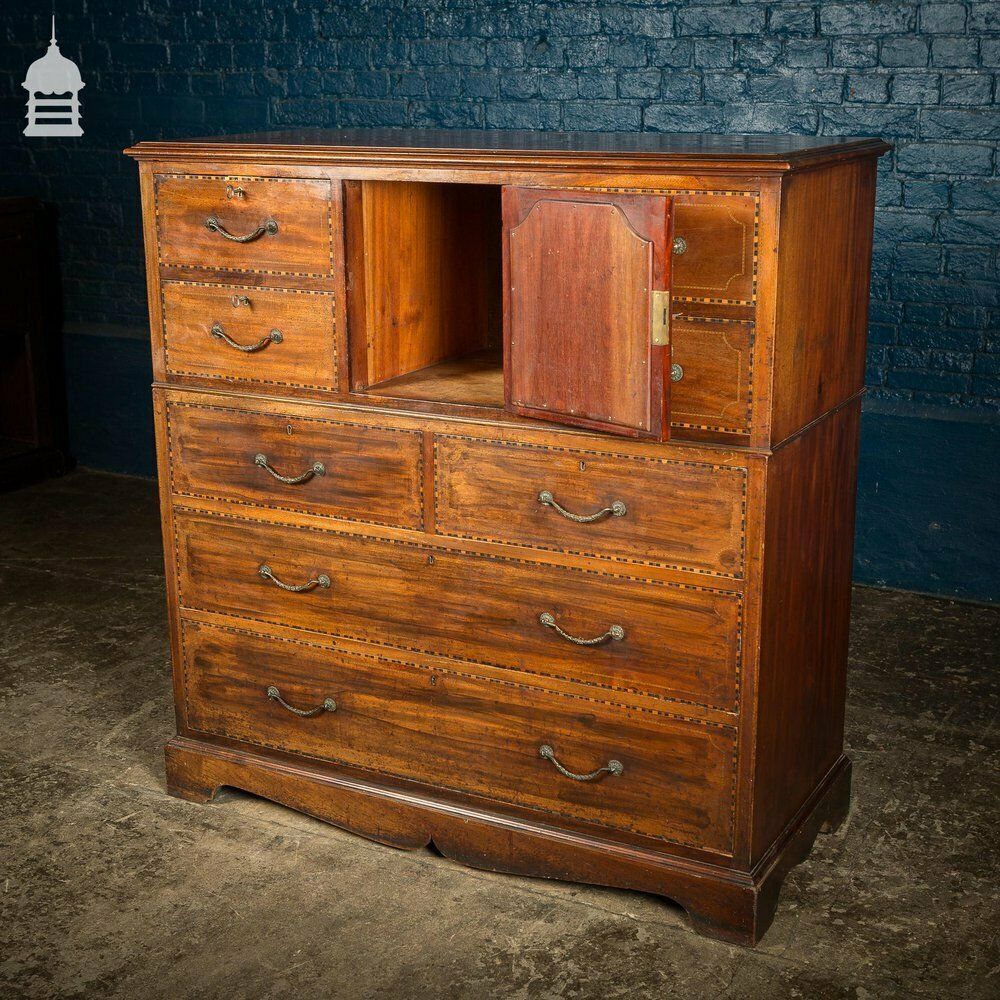 Early 19th C Inlaid Mahogany Chest Of Drawers