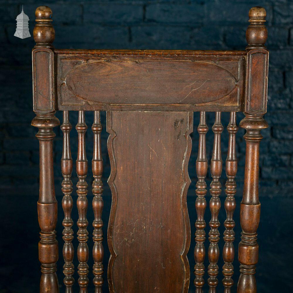 photo vinterior Set Of 6 19th C French Tall Back Dining Chairs With Worn Leather Seat Pads
