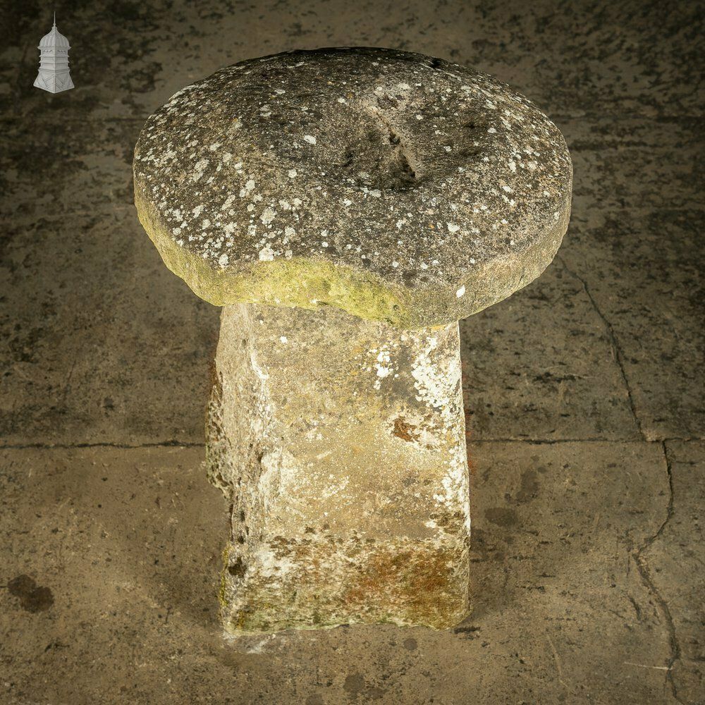 photo furniture 16th C Sandstone Staddle Stone Square Base With Circular Top