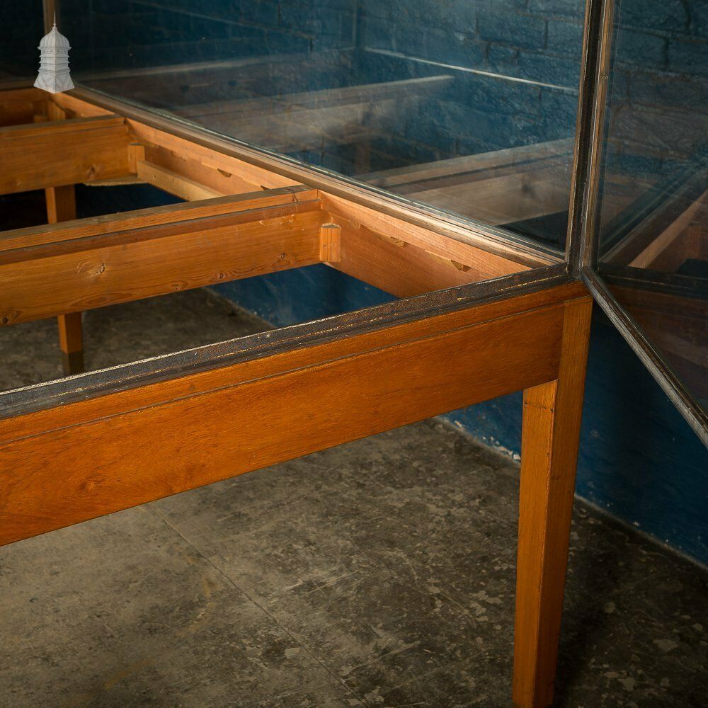 Mid Century Large Teak And Brass Glazed Museum Display Cabinet photo vintage
