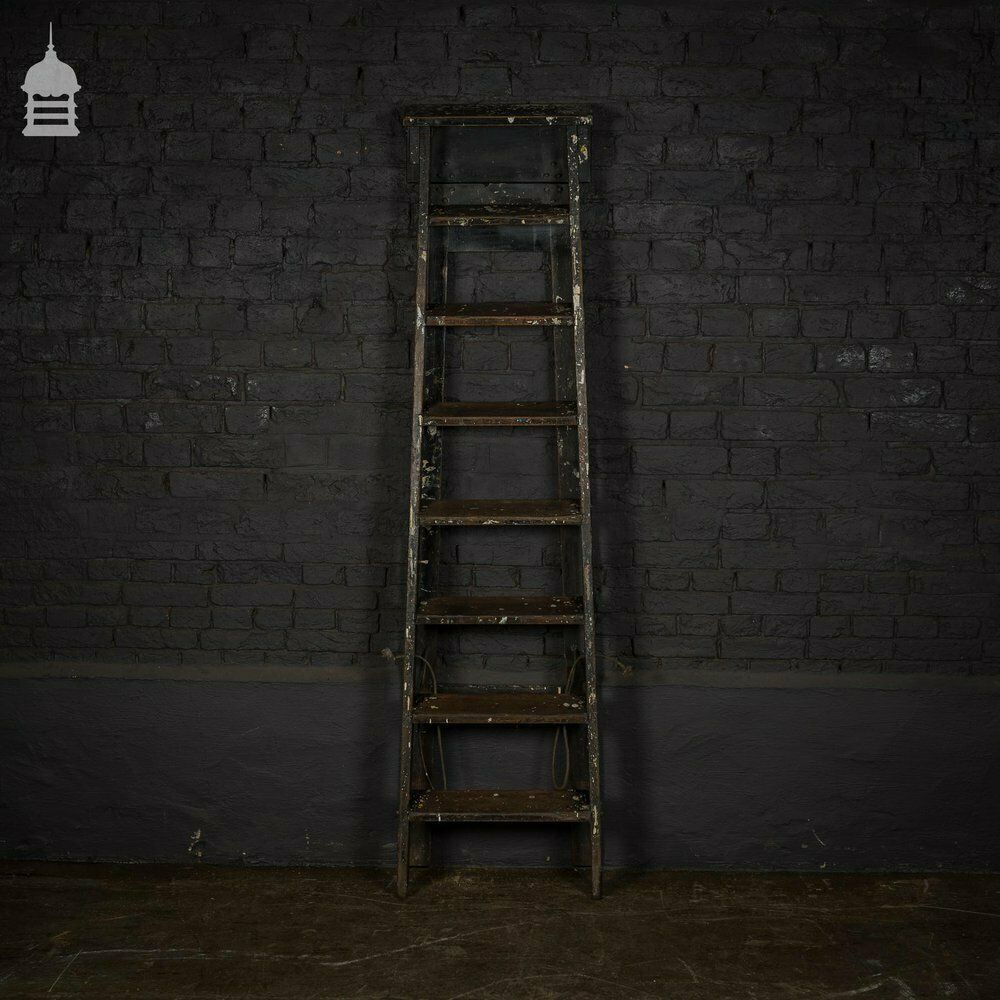 Vintage Industrial Fabrications Shop Ladder A Steps With Splattered Paint Finish photo vinterior