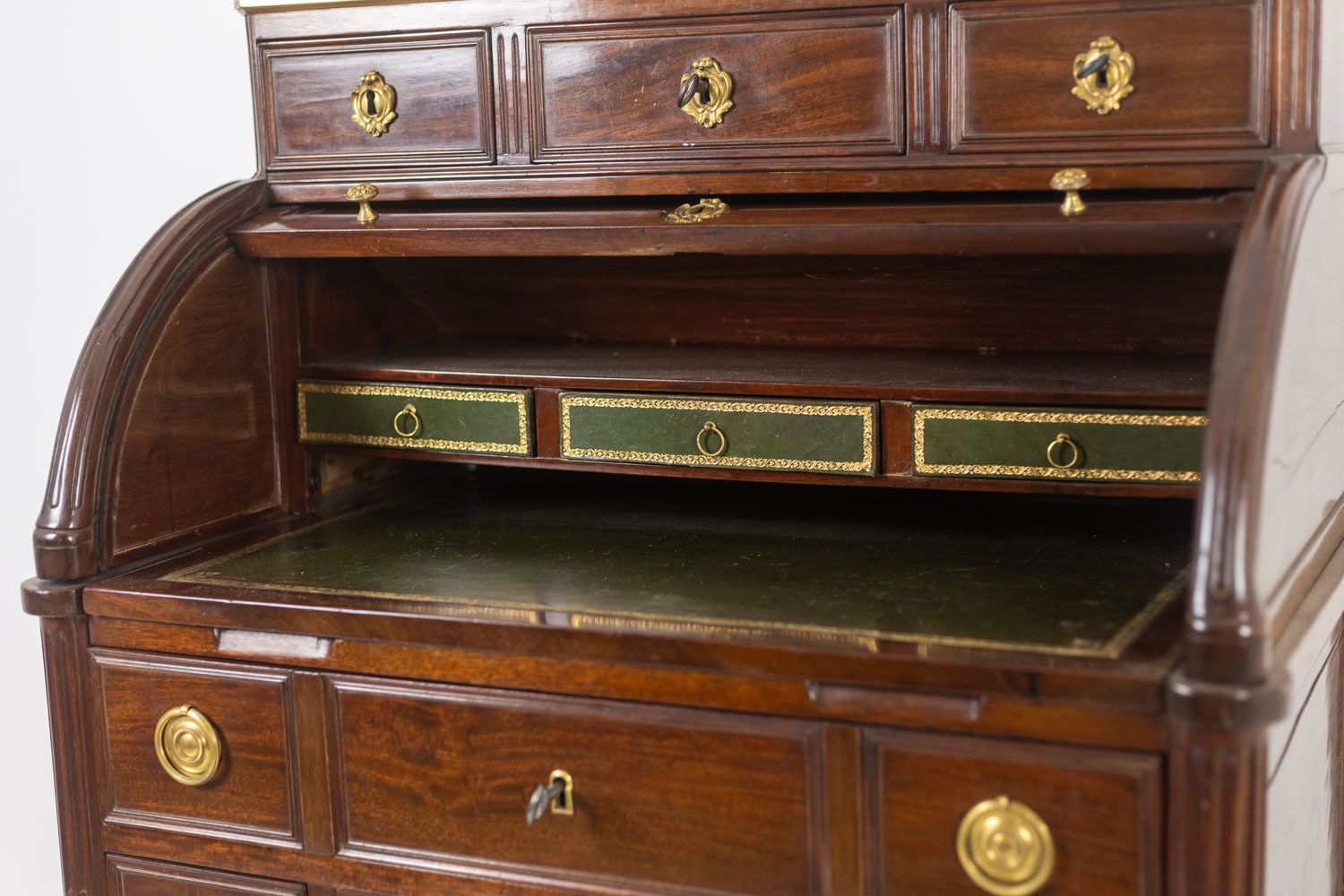 Furniture Desk – Or Secretary, Cylinder, In Mahogany. Late 18th Century Period. photo