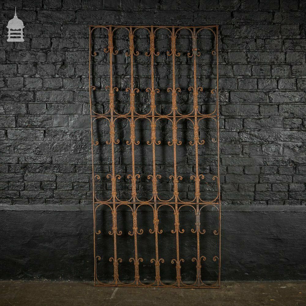 Tall 19th C Blacksmith Made Wrought Iron Railing Panel photo furniture