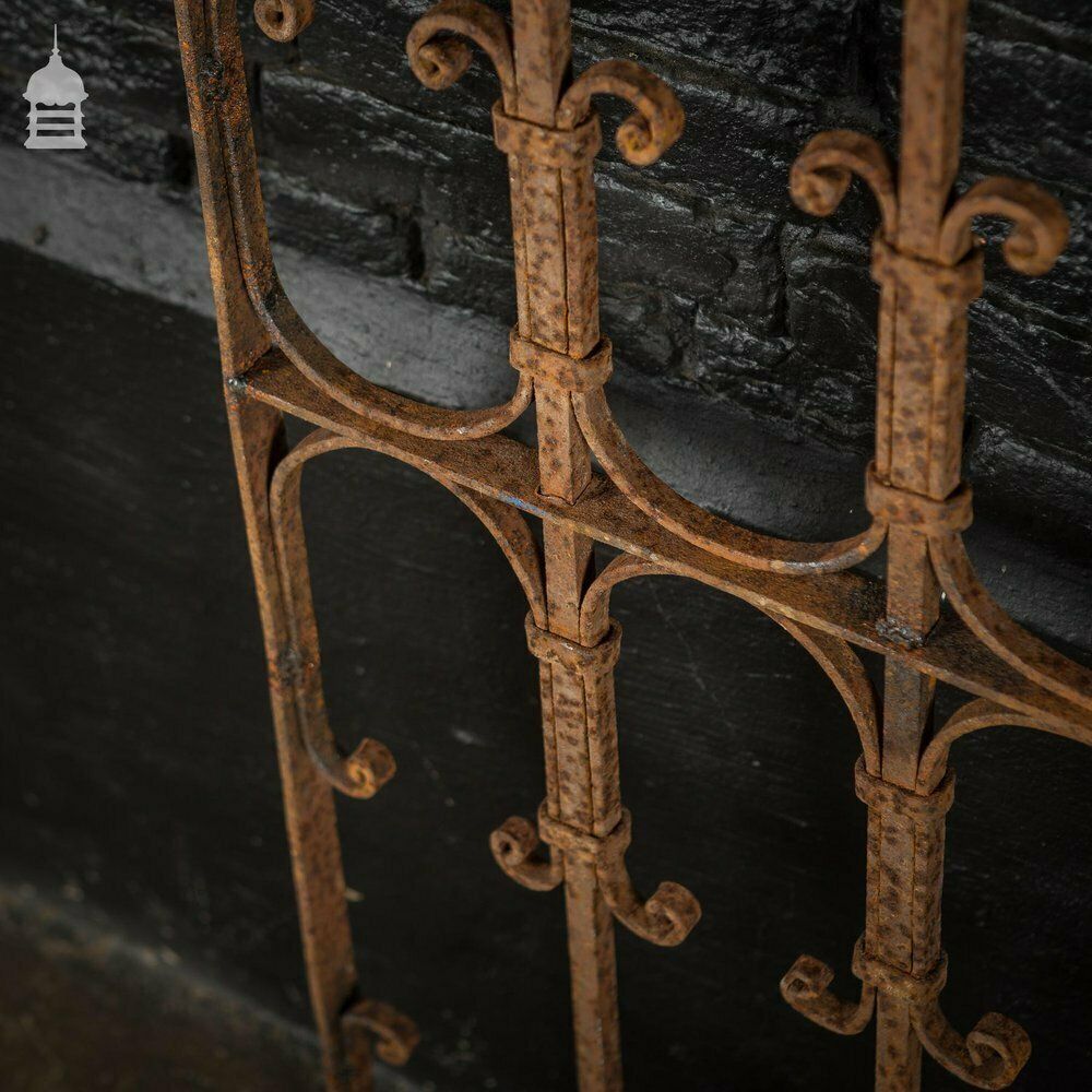 Tall 19th C Blacksmith Made Wrought Iron Railing Panel photo vinterior