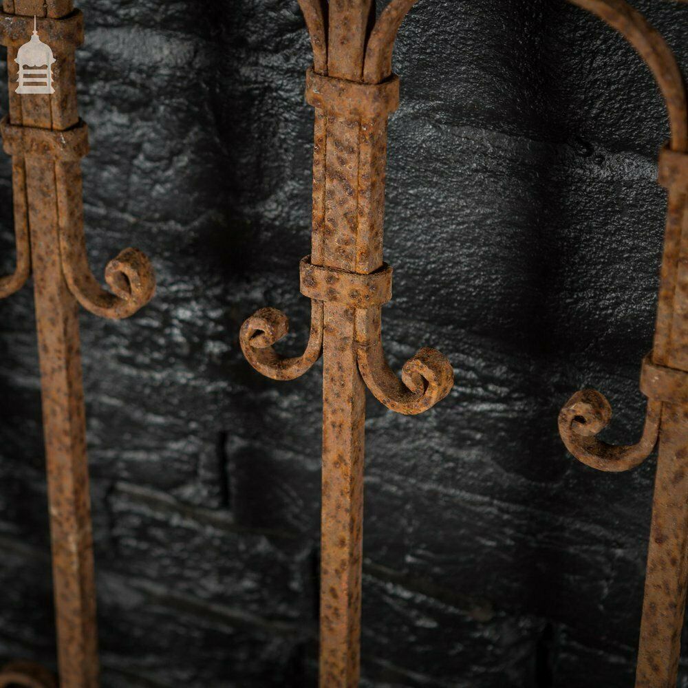 Tall 19th C Blacksmith Made Wrought Iron Railing Panel photo vintage