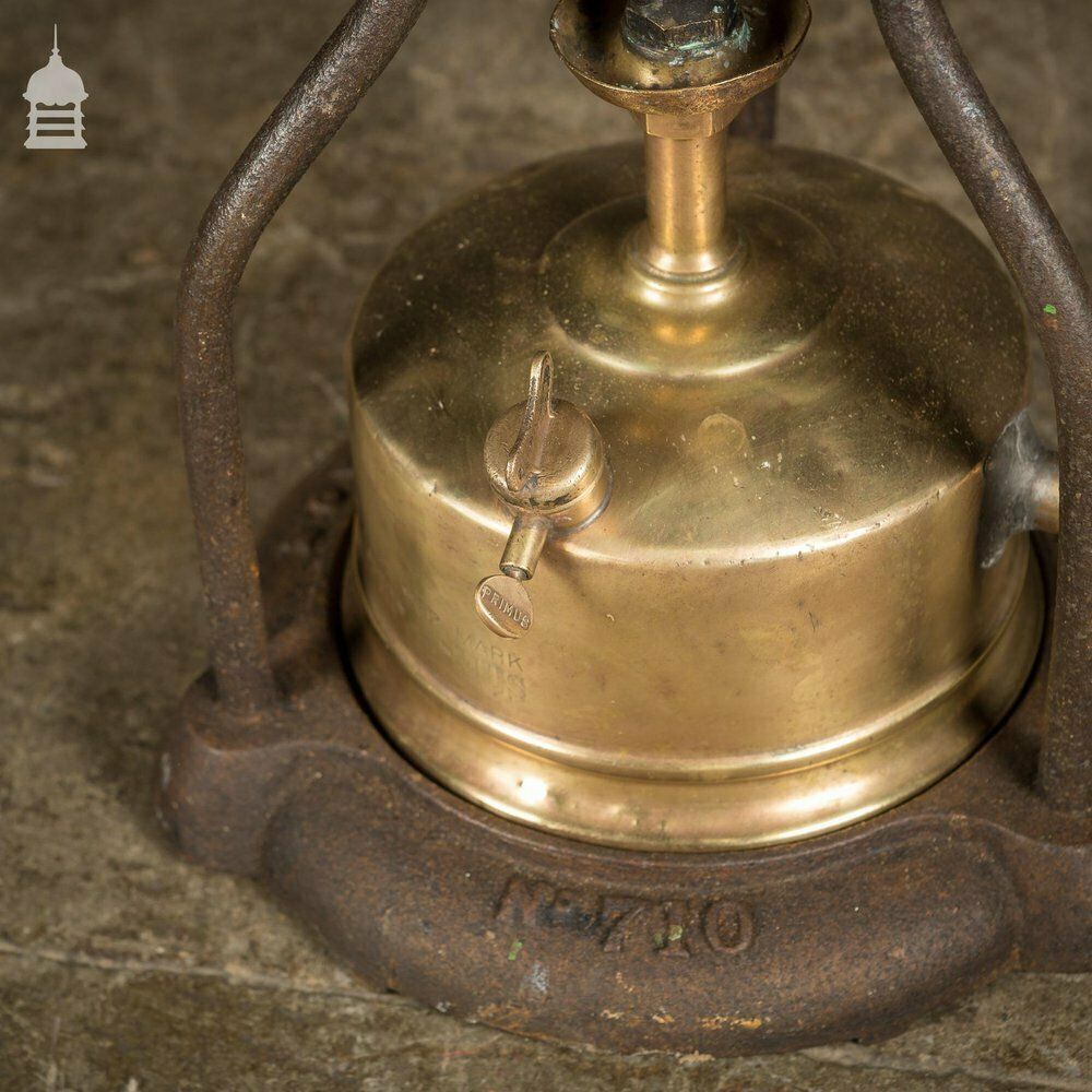 19th C Portable Cast Iron Crucible With Brass Burner photo vinterior
