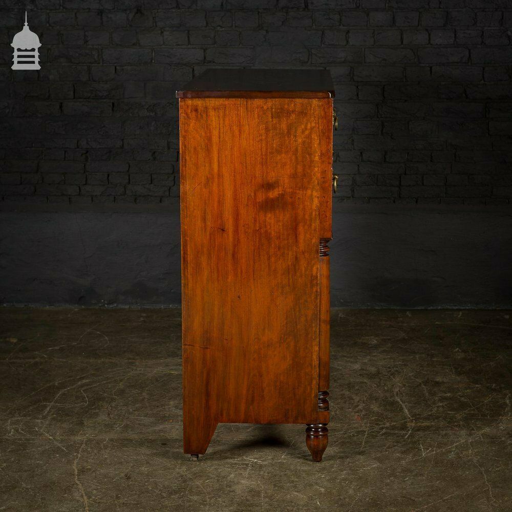 19th C Swedish Fruitwood Chest Of Drawers With Column Base And Brass Pulls photo vinterior