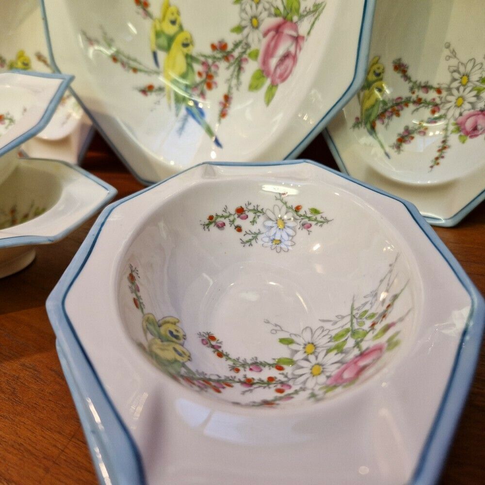 1930s Royal Paragon Princess Margaret Lovebirds Bowls photo Home Decor