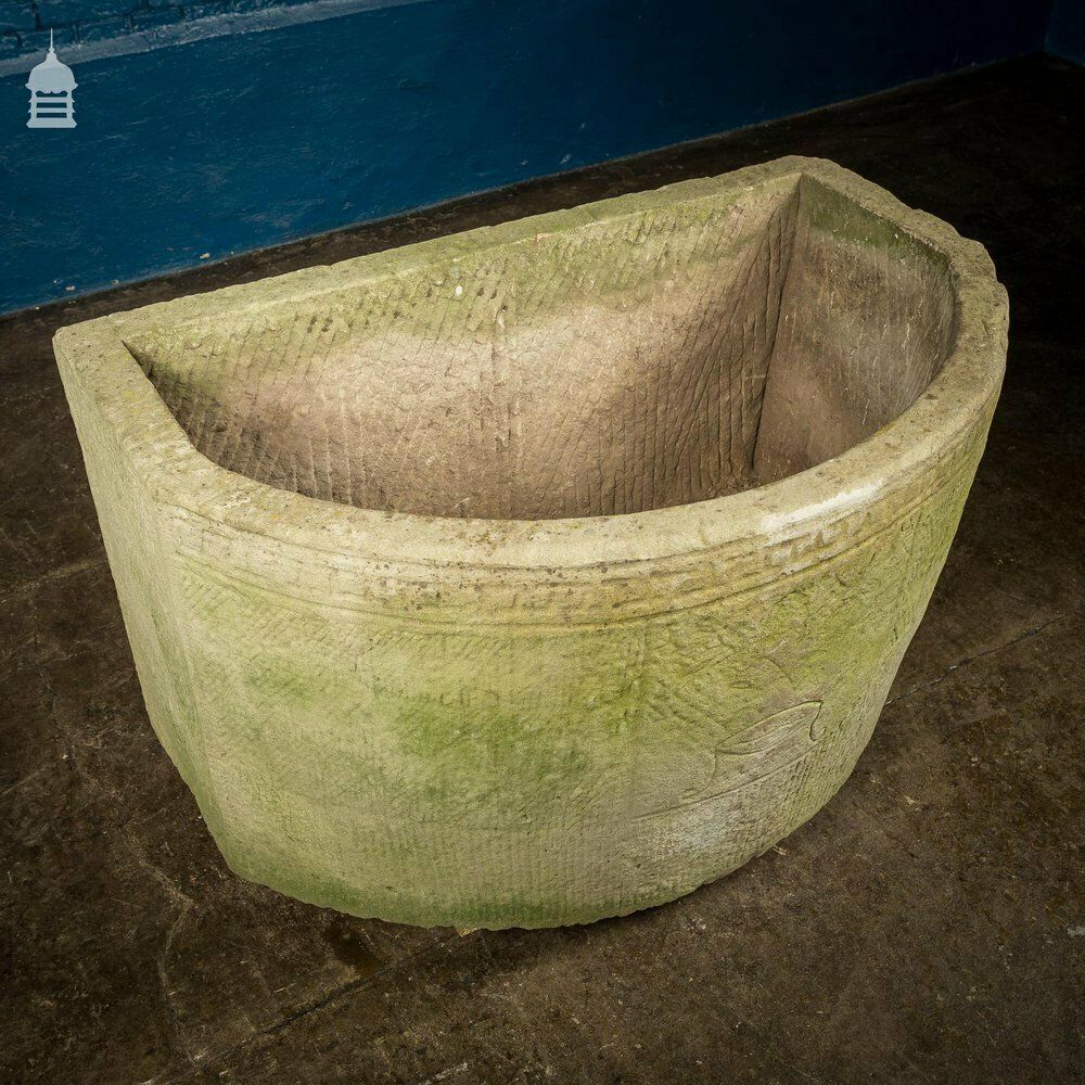Georgian Bow Fronted Sandstone Trough With Decorative Detailing Reputedly From The Belvoir Estate [Number 3] photo furniture