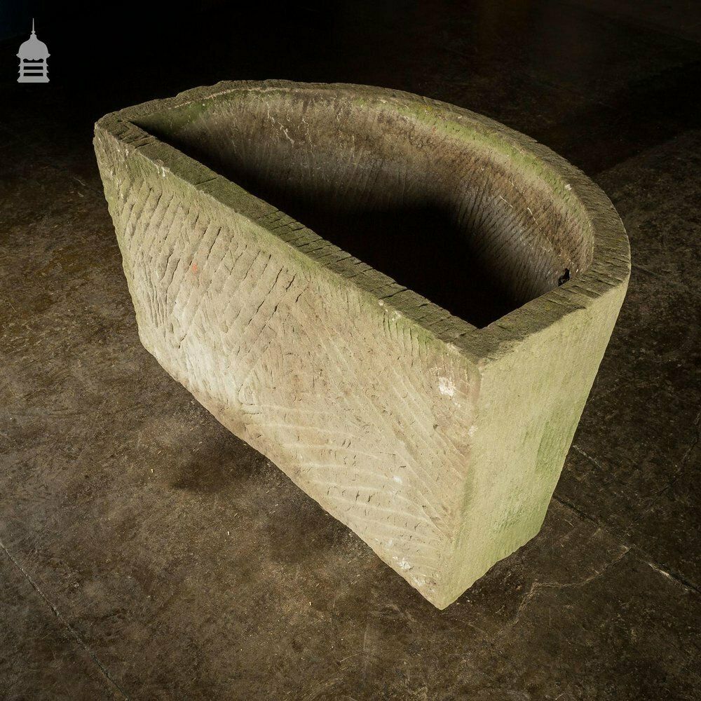 5700.0 Georgian Bow Fronted Sandstone Trough With Decorative Detailing Reputedly From The Belvoir Estate [Number 3] photo