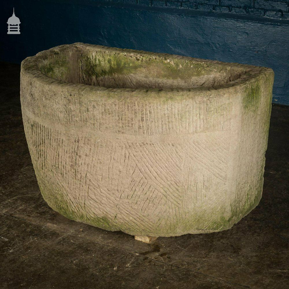 Georgian Bow Fronted Sandstone Trough With Decorative Detailing Reputedly From The Belvoir Estate [Number 2] photo for sale