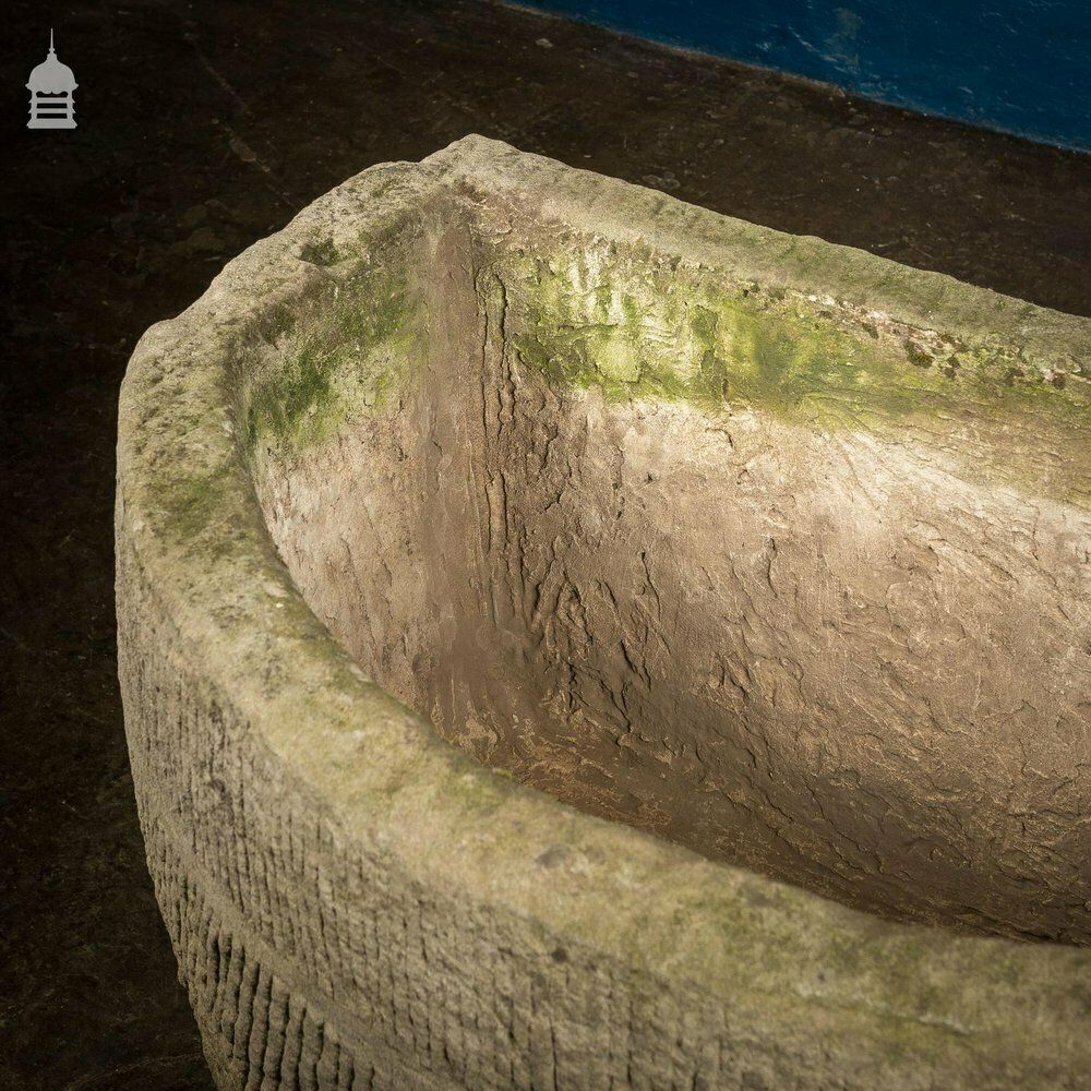 Georgian Bow Fronted Sandstone Trough With Decorative Detailing Reputedly From The Belvoir Estate [Number 2] photo vintage