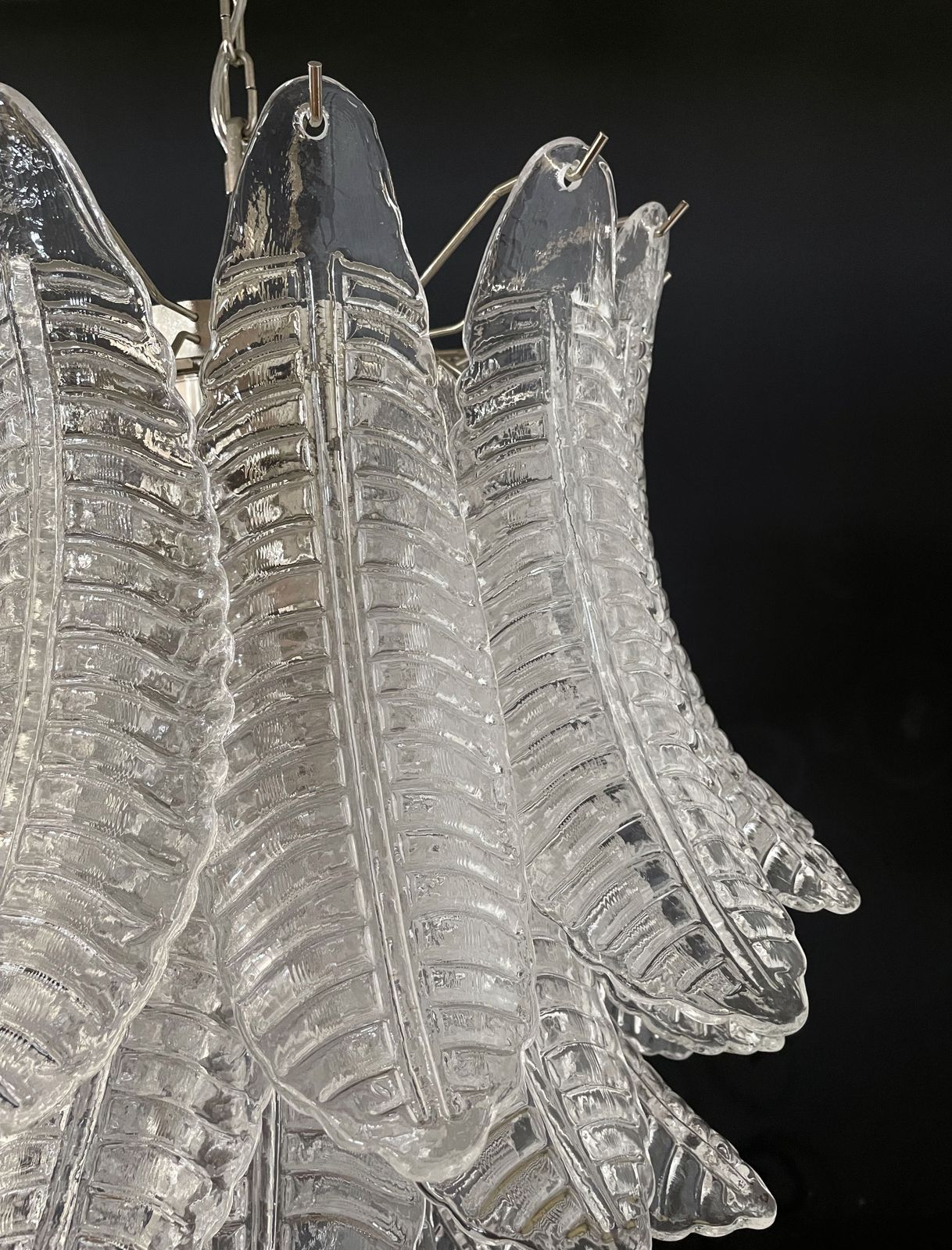Huge Italian Murano Six Tier Felci Glass Chandelier 41 Glasses photo vintage