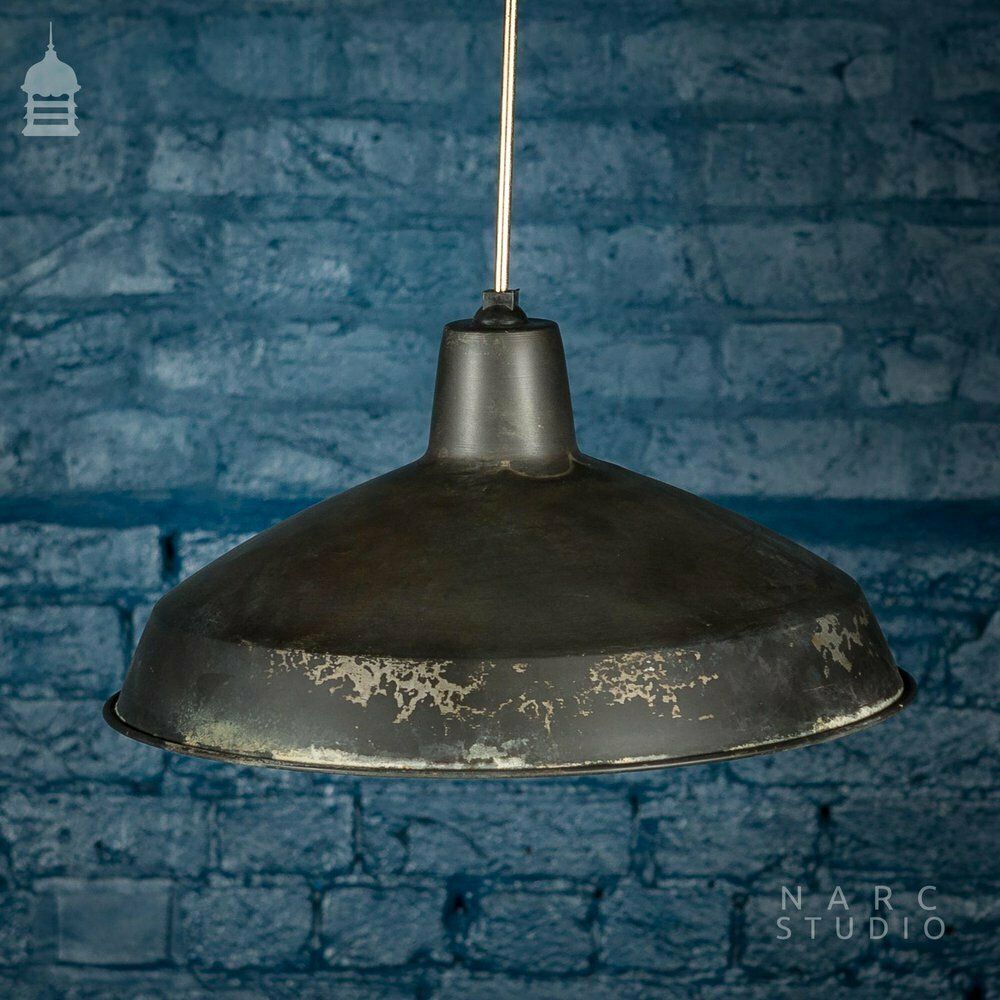 Batch Of 5 Narc Studio Stripped Industrial Metal Light Shades photo vinterior