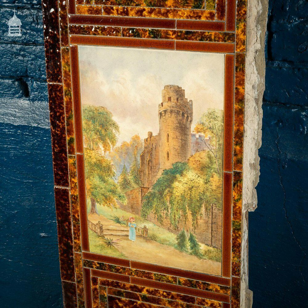 photo for sale Pair Of Late 19th C Ceramic Fireplace Tile Reliefs With Individual Details
