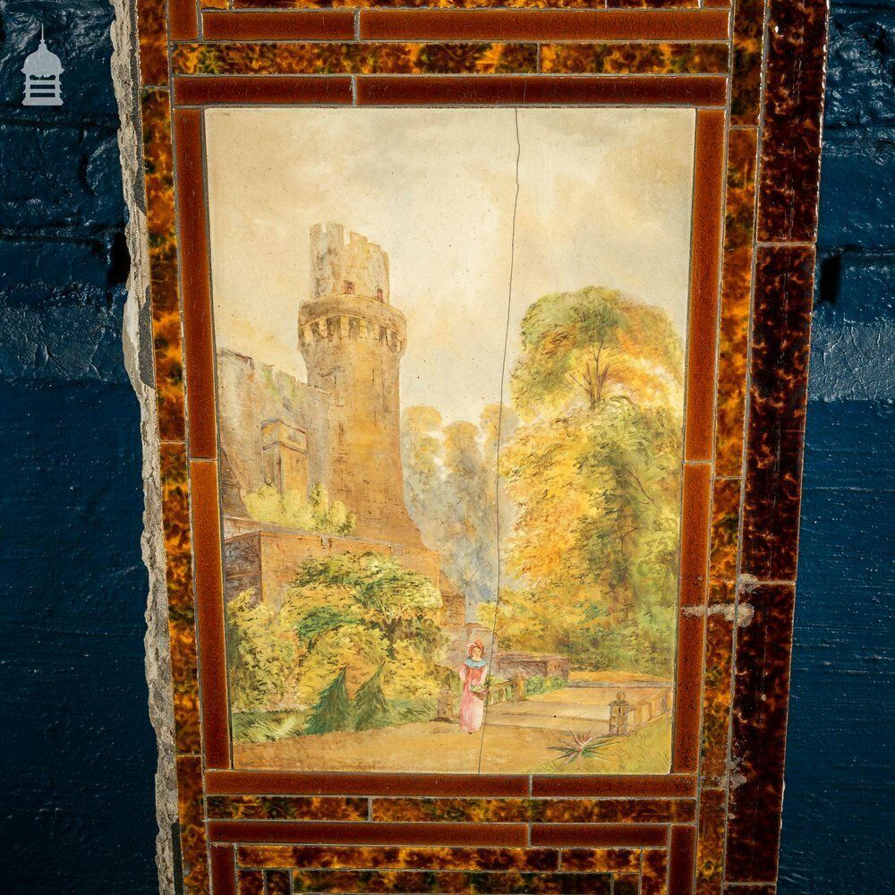 Home Fixtures Pair Of Late 19th C Ceramic Fireplace Tile Reliefs With Individual Details photo