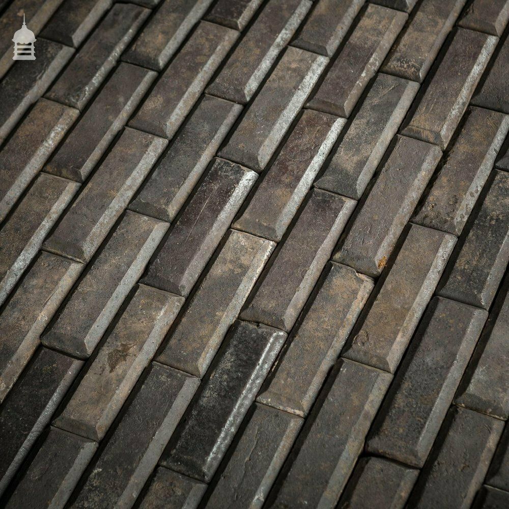 Batch Of 580 Narrow Victorian Staffordshire Blue Clinker Pavers   4 ½ Square Metres photo for sale