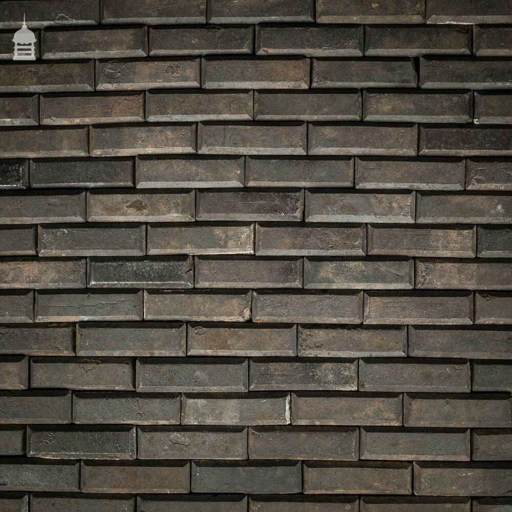 2220.0 Batch Of 580 Narrow Victorian Staffordshire Blue Clinker Pavers   4 ½ Square Metres photo