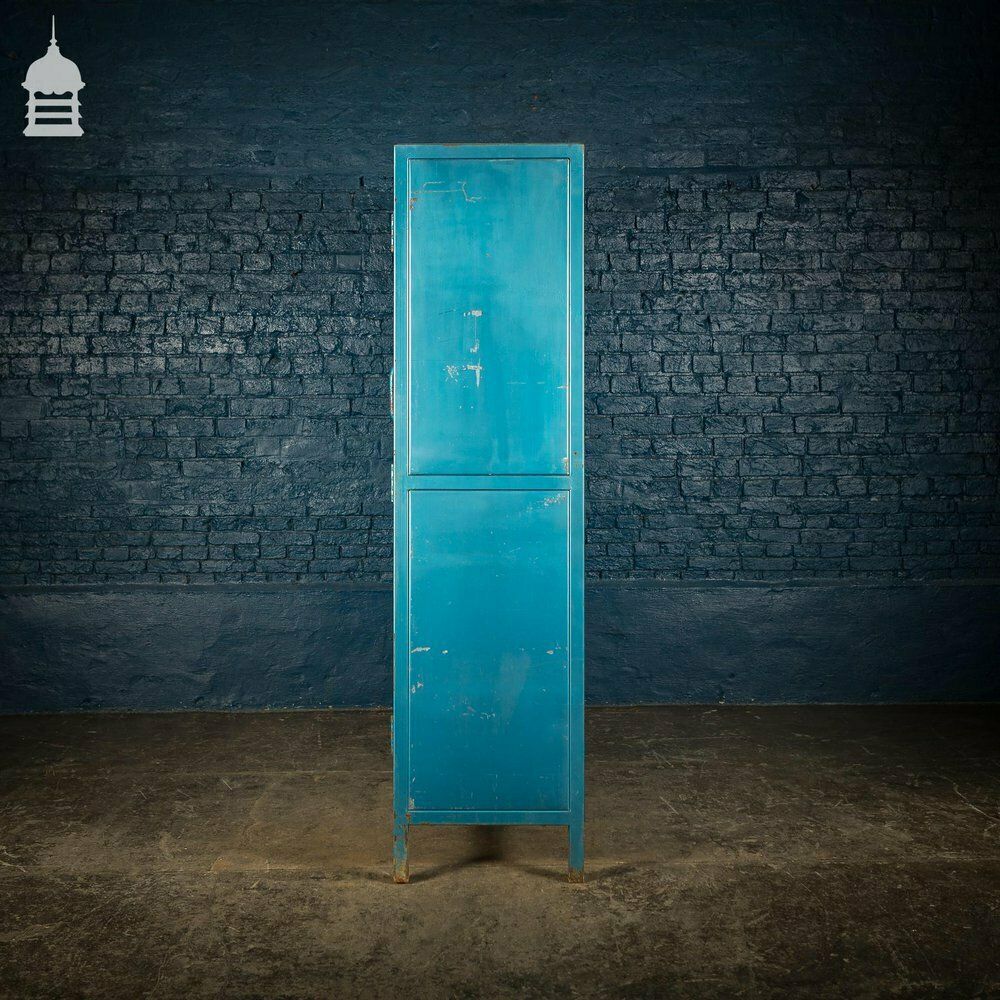 Large Blue Painted Metal Industrial Drying Cabinet Cupboard photo vintage