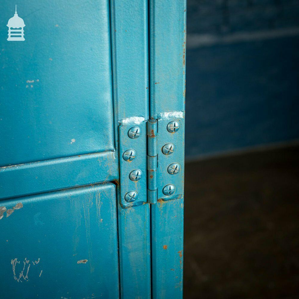 photo vintage Large Blue Painted Metal Industrial Drying Cabinet Cupboard
