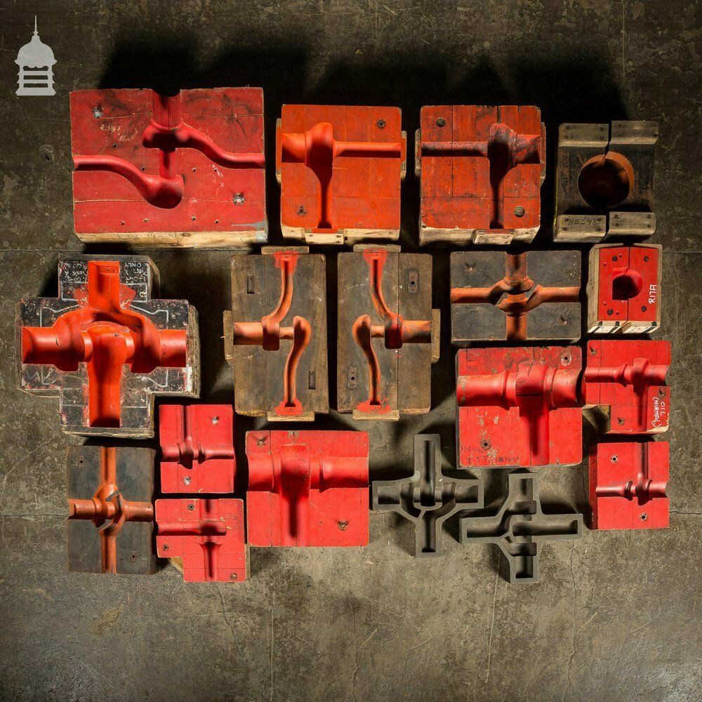 Collection Of 18 Red And Black Industrial Factory Moulds