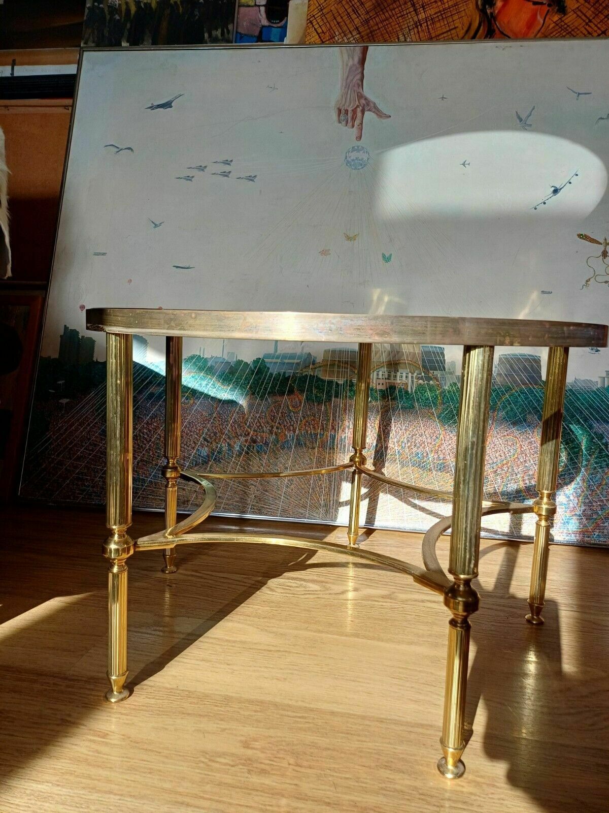 Pair Of Fine Hollywood Regency Brass Mid Century Side Coffee Tables photo vinterior