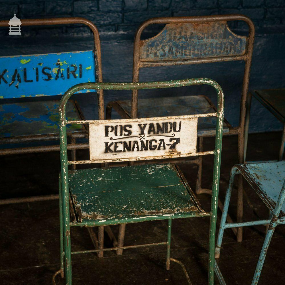 photo furniture Set Of 10 Metal Industrial Chairs From Indonesia