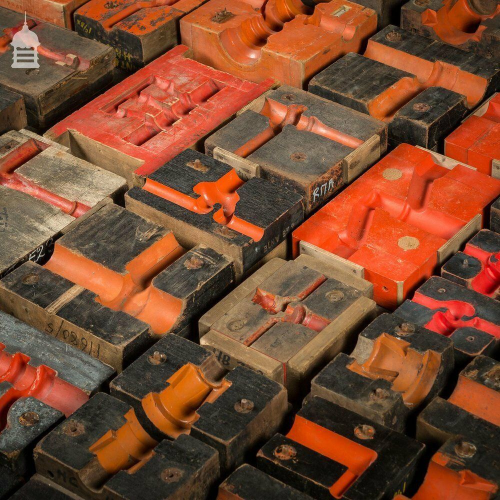 photo for sale Collection Of 60 Black And Red Industrial Factory Foundry Moulds