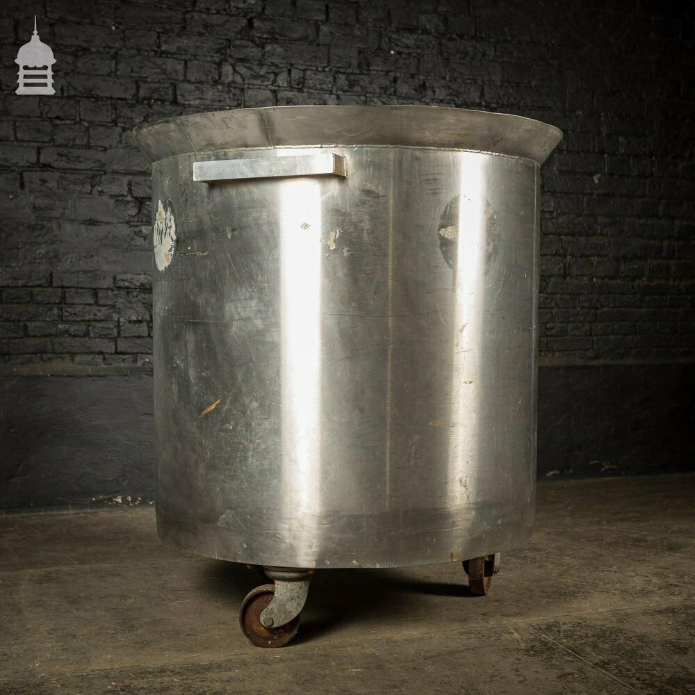 photo vintage Huge Stainless Steel Industrial Wheeled Pot