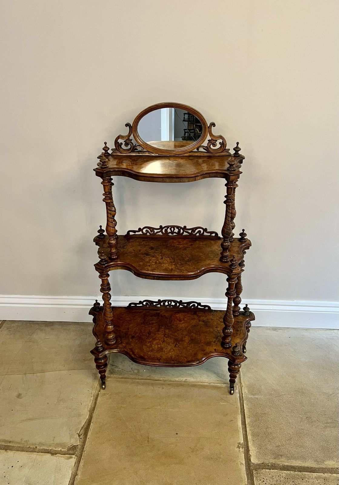 Wonderful Victorian Quality Burr Walnut Whatnot photo 985.0