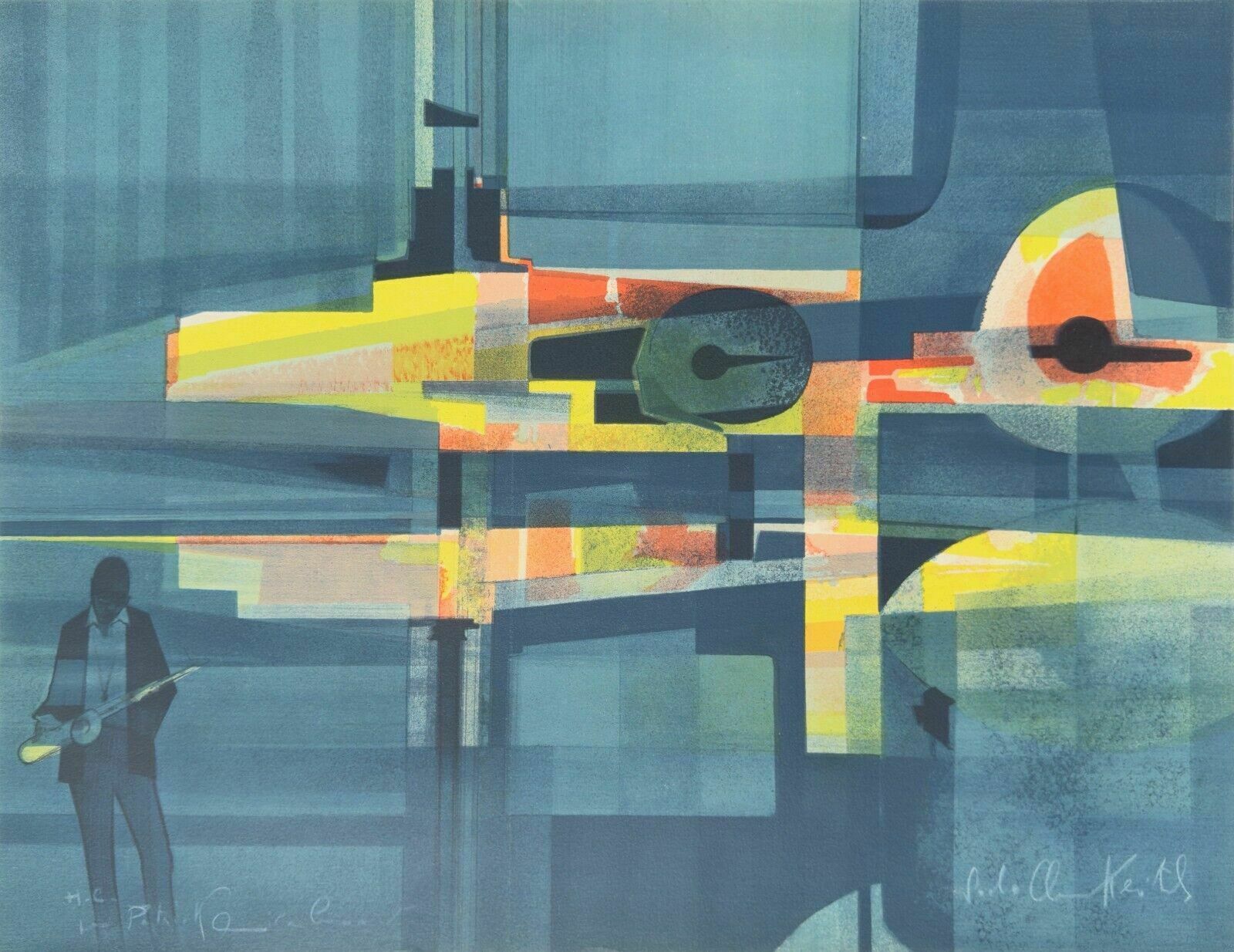 Sacha Chimkevitch Original Lithograph Signed Jazz Swing Art Music