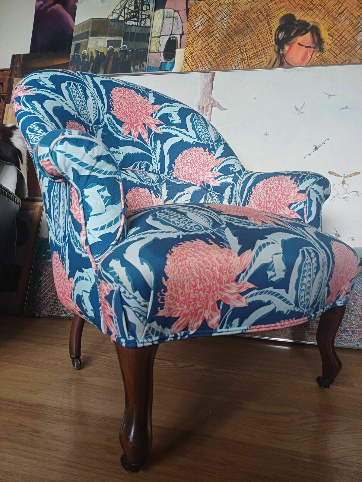 Pair Of Antique French Crapaud Napolean Tub Chair Cabriole Legs photo 700.0