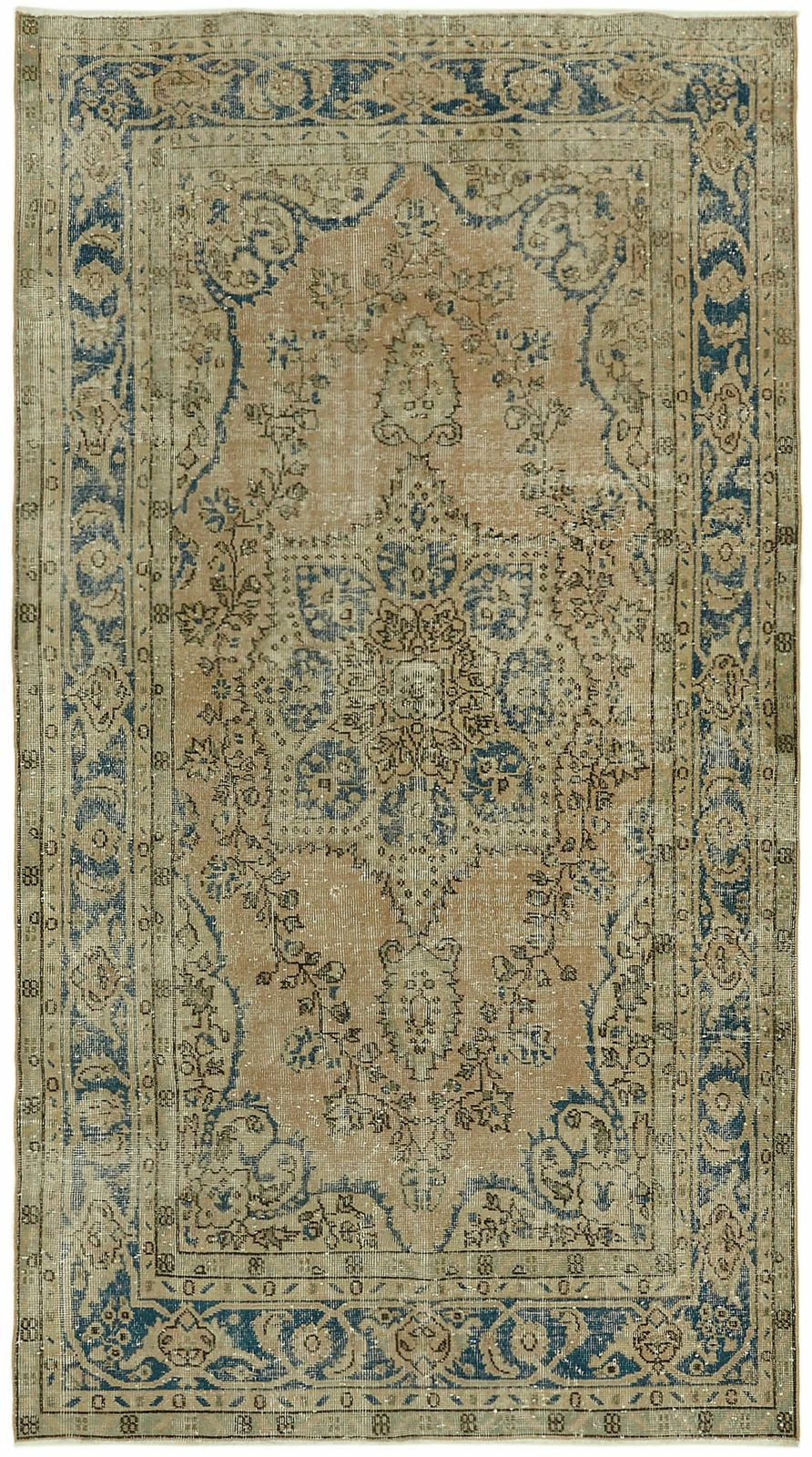 Handmade Anatolian  Beige Turkish Vintage Area Rug 155 Cm X 280 Cm