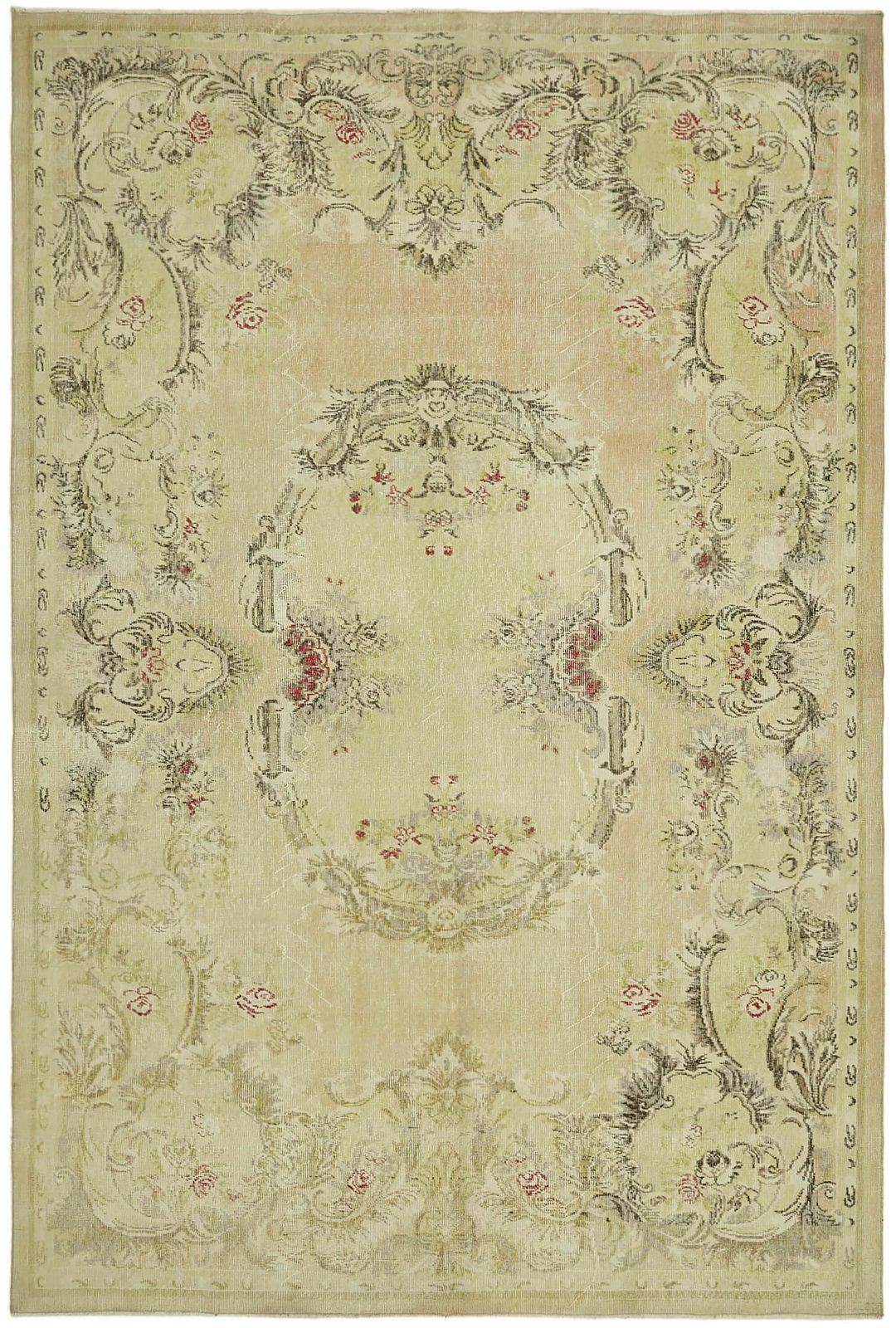 7x10 Beige Turkish Vintage Area Rug   44575