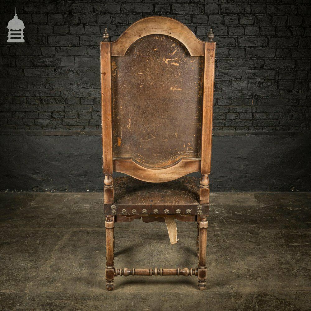 19th C Spanish Studded Throne Chair With Embossed Leather photo 1500.0
