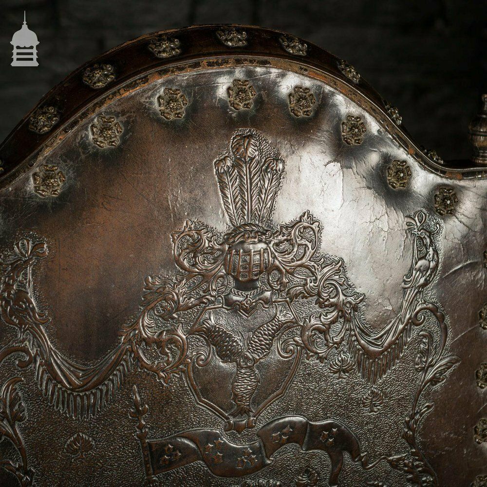 photo for sale 19th C Spanish Studded Throne Chair With Embossed Leather