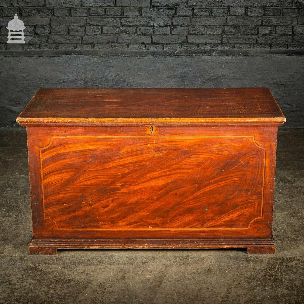 870.0 Stunning Georgian Painted Blanket Box Chest Trunk With Hidden Internal Compartment photo