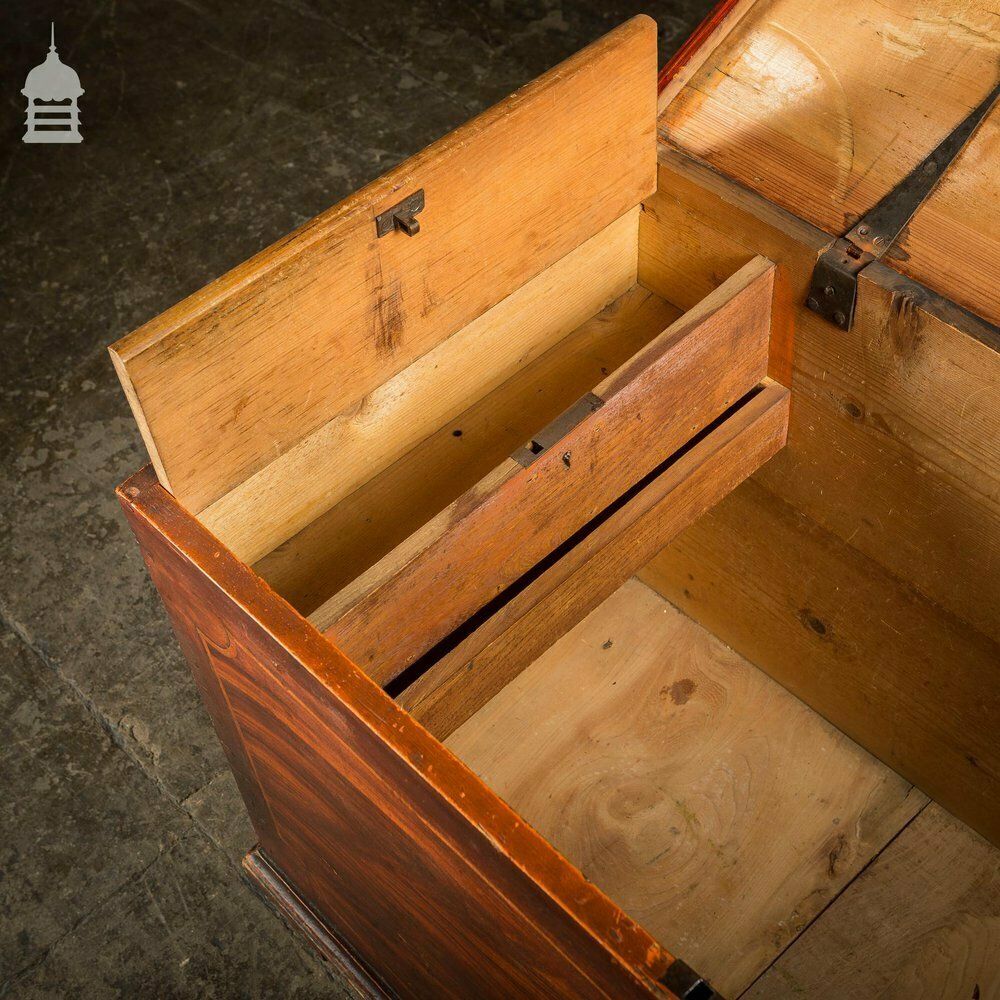 photo vintage Stunning Georgian Painted Blanket Box Chest Trunk With Hidden Internal Compartment