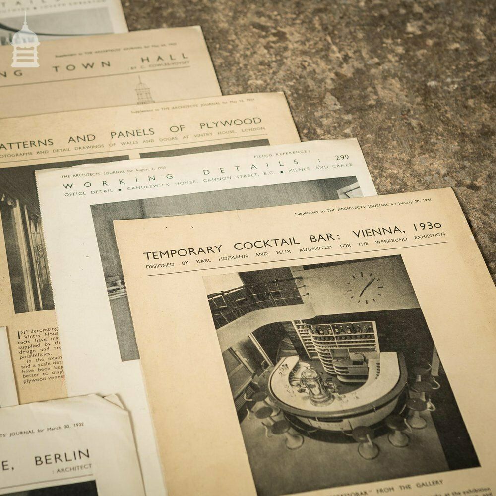 Collection Of 13 Original Supplements From The Architects' Journal Dated 1931 – 1935 photo furniture